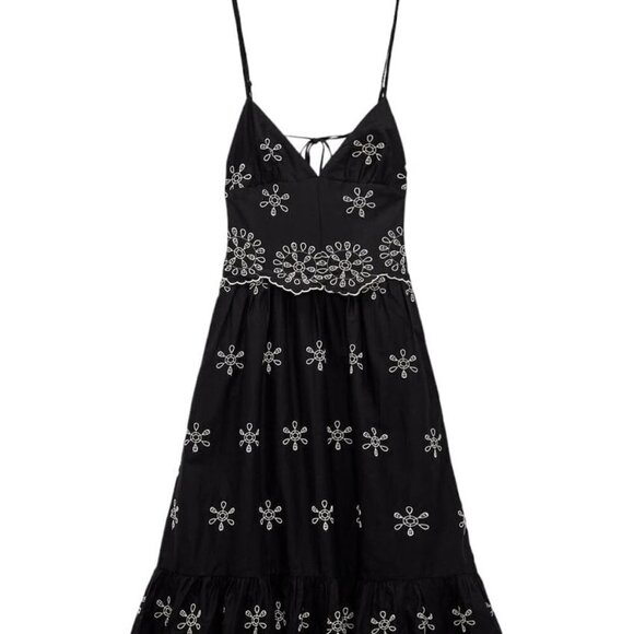 ZARA DRESS WITH CONTRAST EMBROIDERY BLACK SIZE  Small 7200/337/800 - Picture 1 of 5